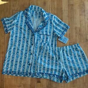 Blue Floral Pajama Set by Print Fresh